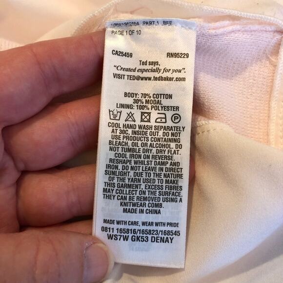 Ted Baker London light pink white layered sweater size 3 or US 8 / Medium - Picture 9 of 15